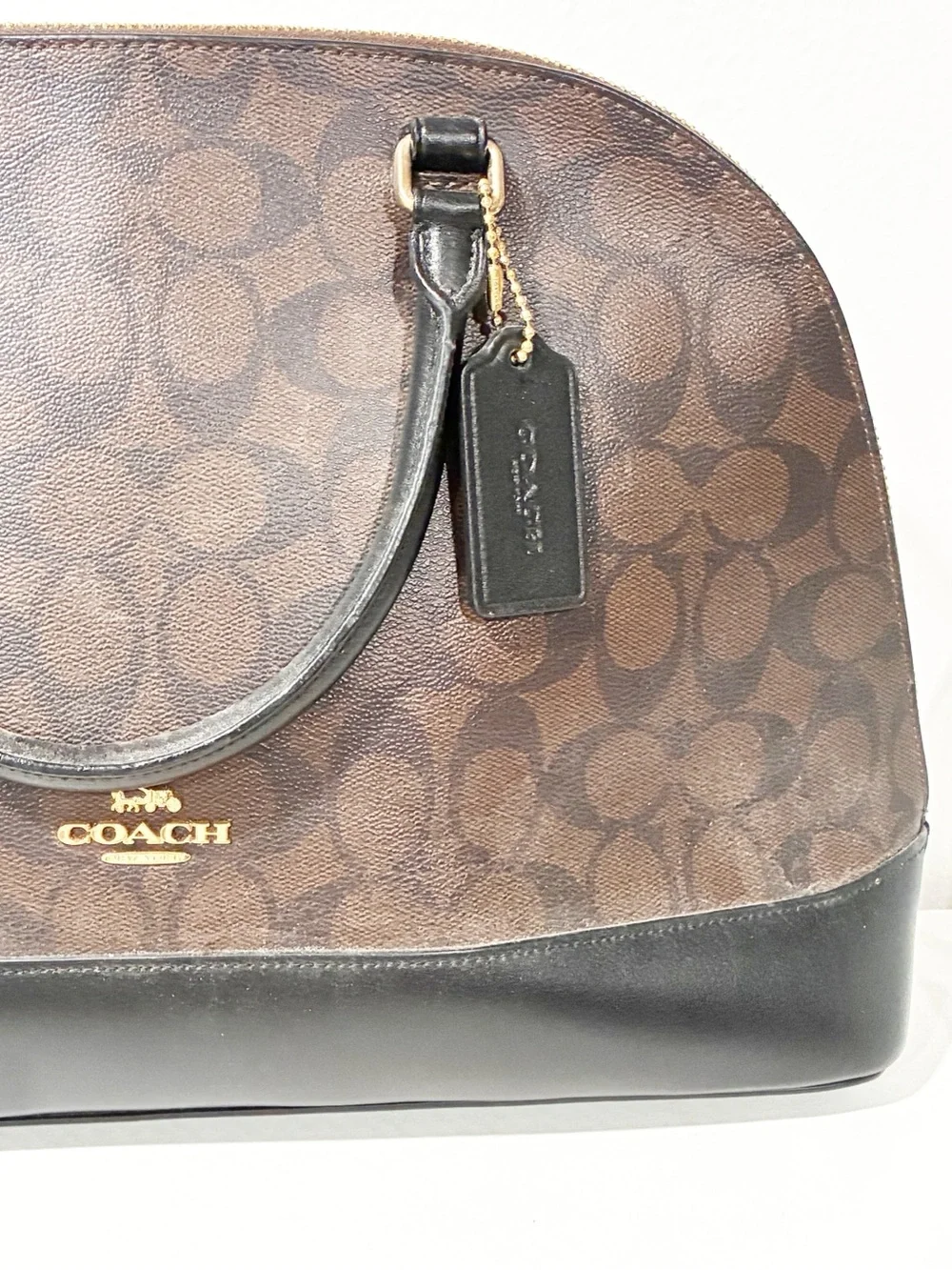 Coach Katy Satchel In Signature Canvas Brown Black Shoulder Bag